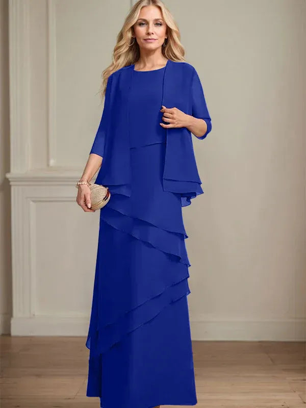Floor-Length Chiffon Mother of the Bride Dress with Sheath Scoop Design