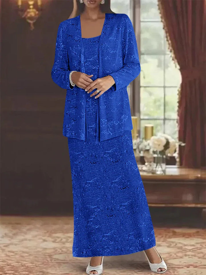 Chiffon Mother of the Bride Dress with Sequins and Matching Jacket