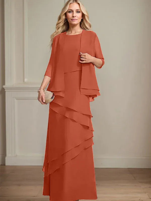 Floor-Length Chiffon Mother of the Bride Dress with Sheath Scoop Design