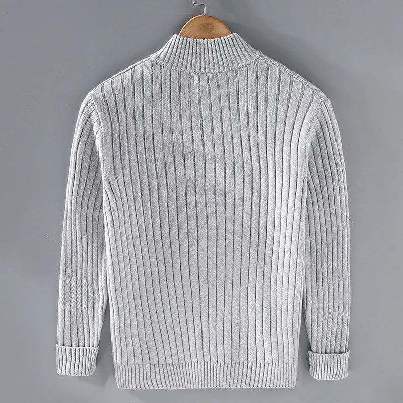 Lucas | Cotton and Shetland Wool Zip Cardigan