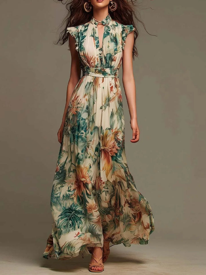 Aurelia™ | Tropical Elegance Maxi Dress