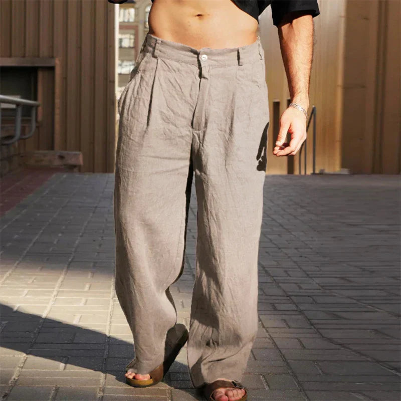 Mike | Linen Wide Leg Trousers