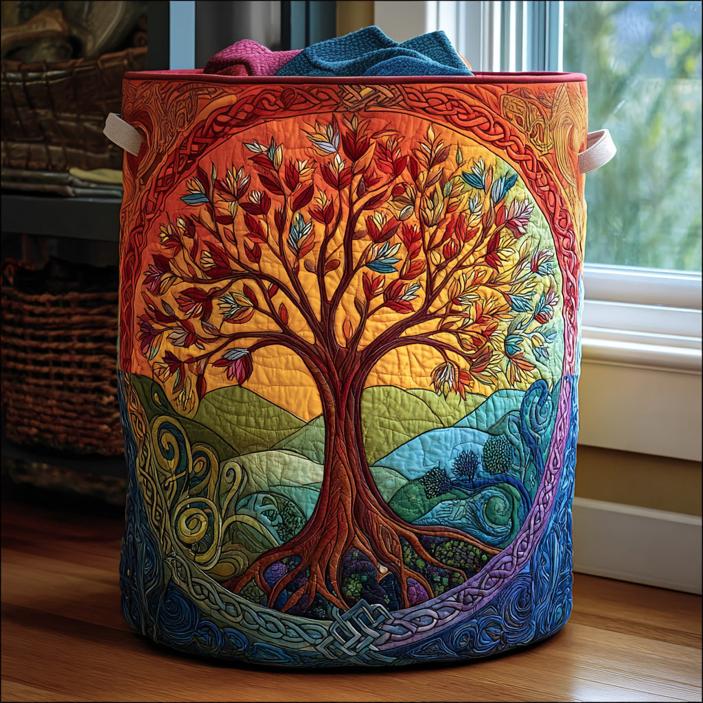 Tree of Life | Quilted Laundry Basket