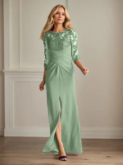 Plum Lace & Stretch Crepe Mother of the Bride Sheath Dress