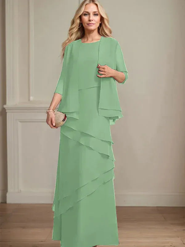 Floor-Length Chiffon Mother of the Bride Dress with Sheath Scoop Design