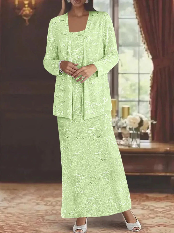 Chiffon Mother of the Bride Dress with Sequins and Matching Jacket