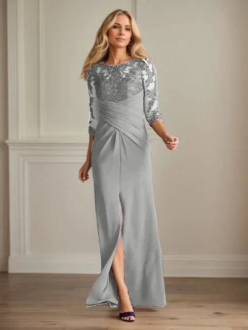 Plum Lace & Stretch Crepe Mother of the Bride Sheath Dress