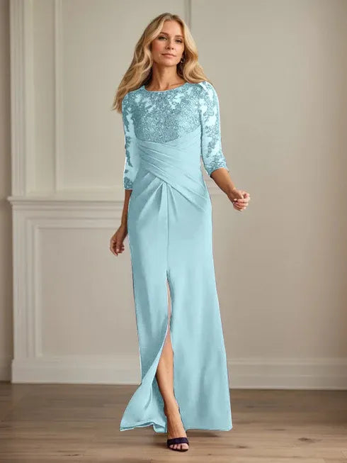 Plum Lace & Stretch Crepe Mother of the Bride Sheath Dress