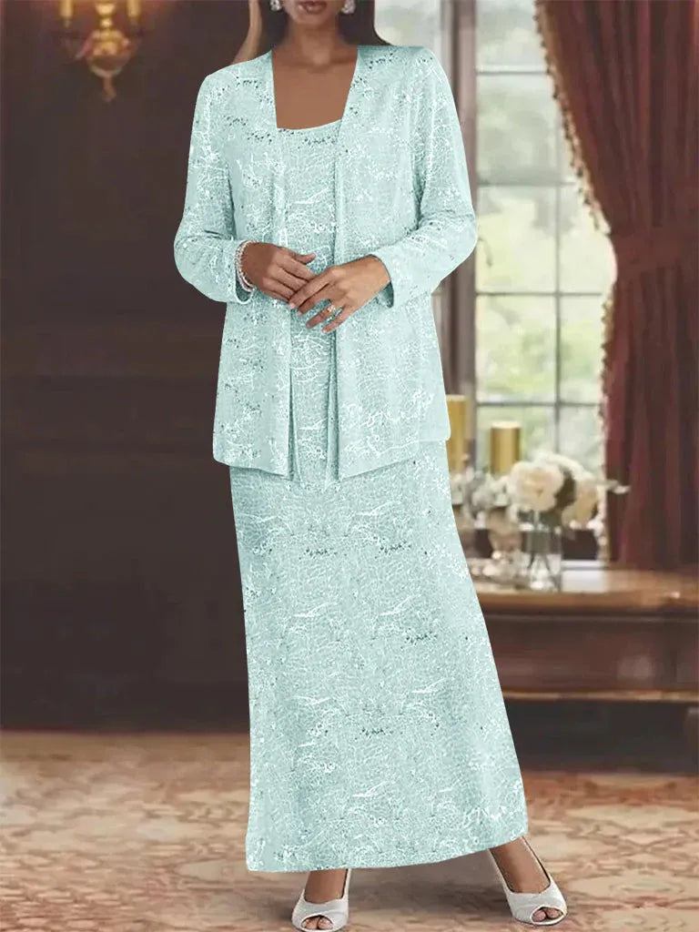 Chiffon Mother of the Bride Dress with Sequins and Matching Jacket