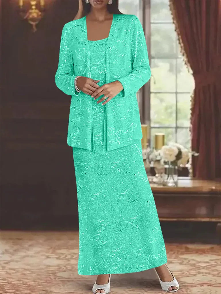 Chiffon Mother of the Bride Dress with Sequins and Matching Jacket