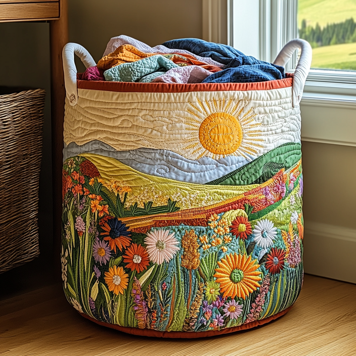 Sunny Meadow | Quilted Laundry Basket
