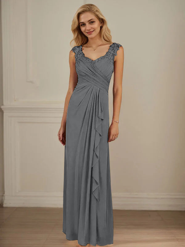 Champagne A-Line Dress with Sweetheart Neckline and Pleated Mesh Design