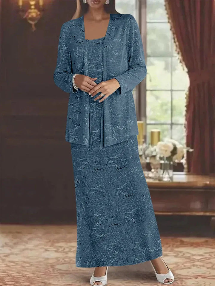 Chiffon Mother of the Bride Dress with Sequins and Matching Jacket