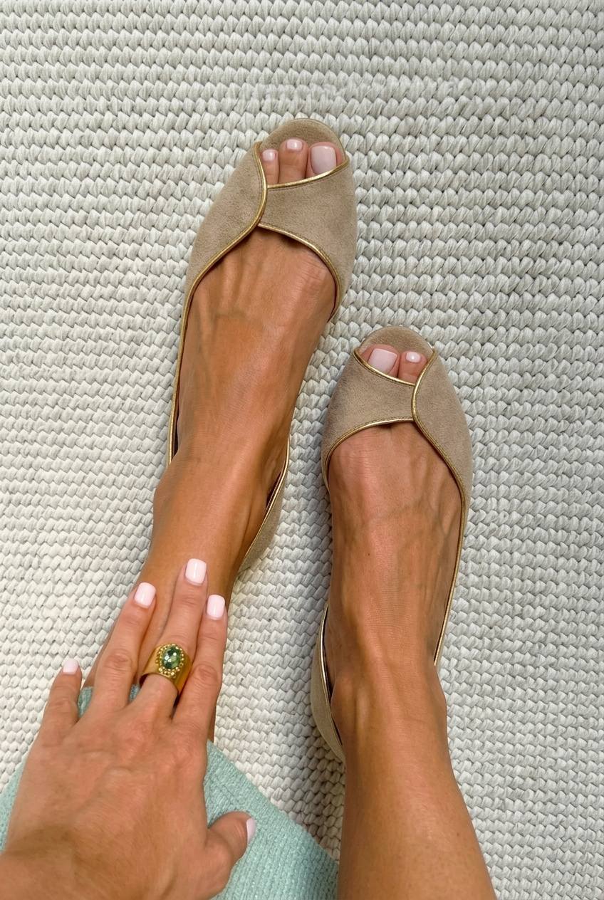 Arabella | Open-Toe d'Orsay Suede Flats