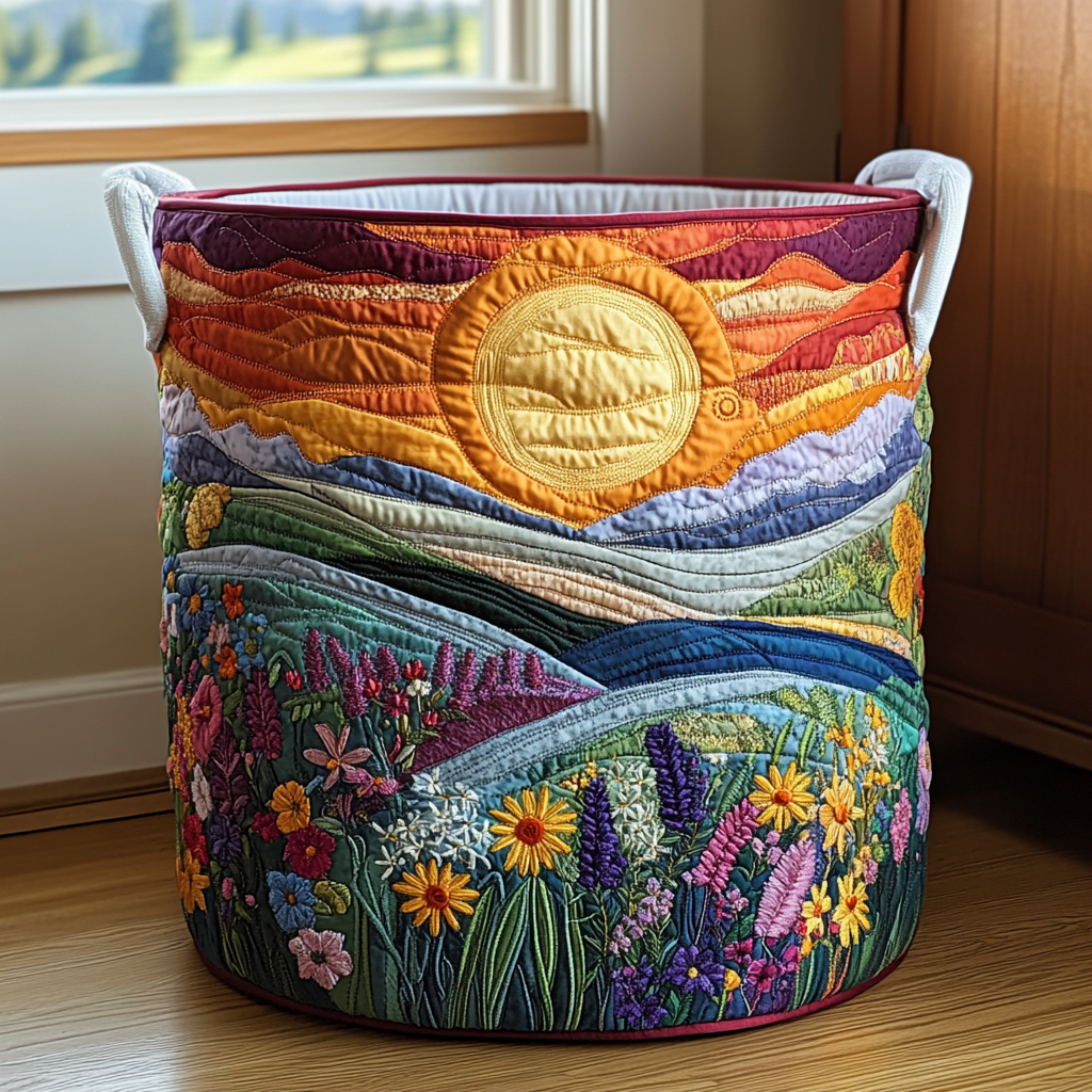 Bright Meadow | Quilted Laundry Basket