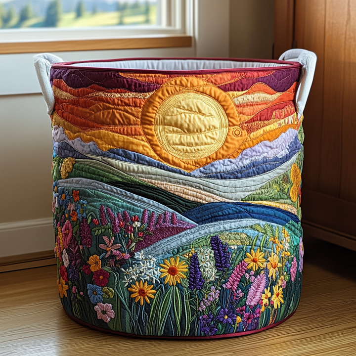 Bright Meadow | Quilted Laundry Basket