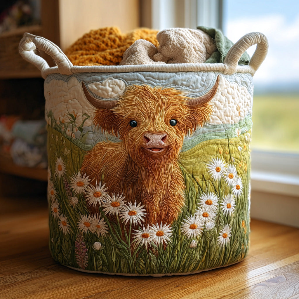 Highland Herd | Quilted Laundry Basket