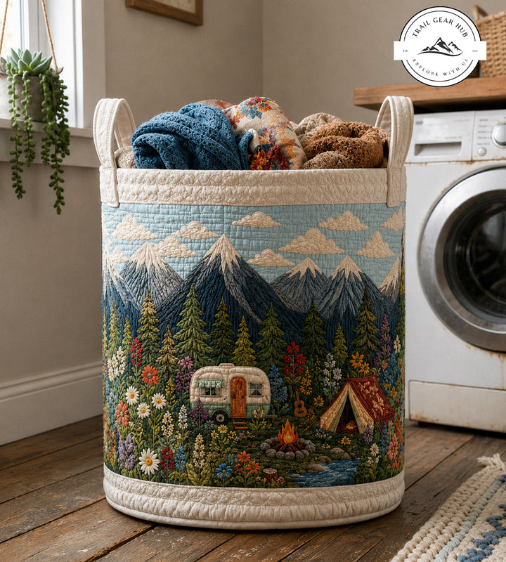 Mountain Camper | Quilted Laundry Basket