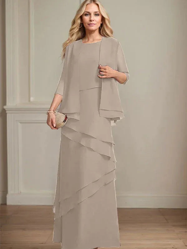 Floor-Length Chiffon Mother of the Bride Dress with Sheath Scoop Design