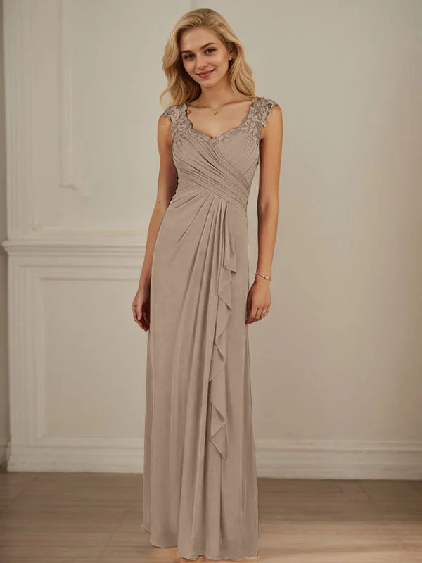 Champagne A-Line Dress with Sweetheart Neckline and Pleated Mesh Design
