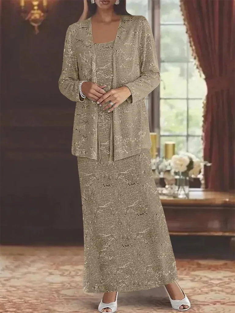 Chiffon Mother of the Bride Dress with Sequins and Matching Jacket