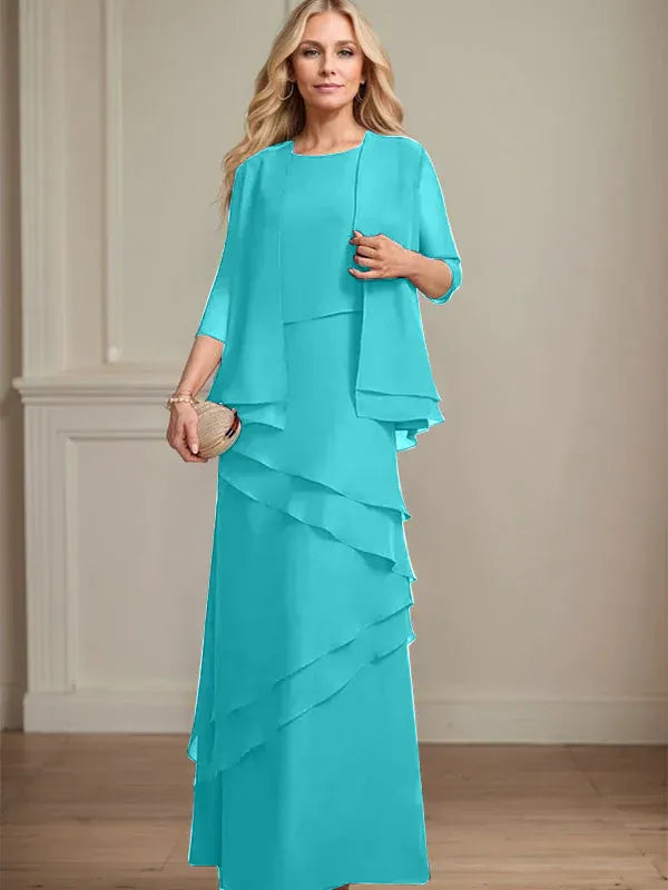 Floor-Length Chiffon Mother of the Bride Dress with Sheath Scoop Design