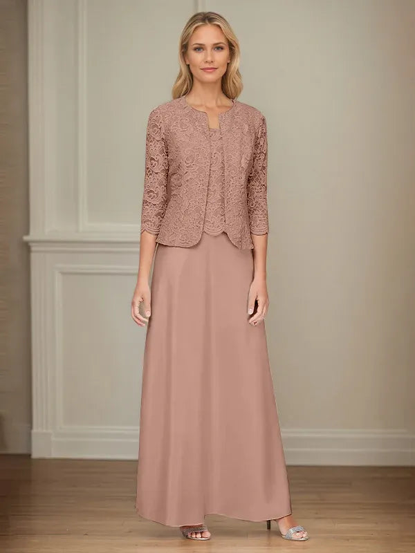 Glitter Lace and Satin Skirt Set with Open Jacket Dress