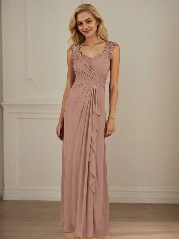 Champagne A-Line Dress with Sweetheart Neckline and Pleated Mesh Design