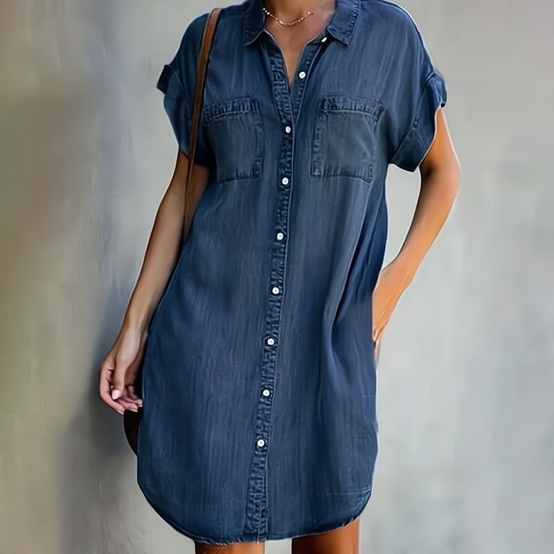 Elenka | Button-Through Denim Dress
