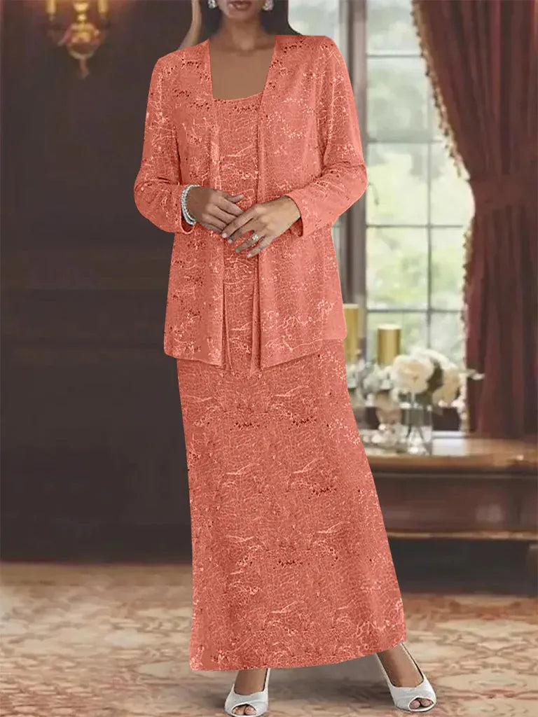 Chiffon Mother of the Bride Dress with Sequins and Matching Jacket