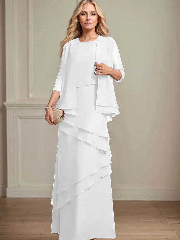 Floor-Length Chiffon Mother of the Bride Dress with Sheath Scoop Design