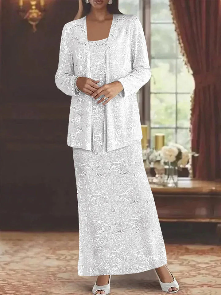 Chiffon Mother of the Bride Dress with Sequins and Matching Jacket