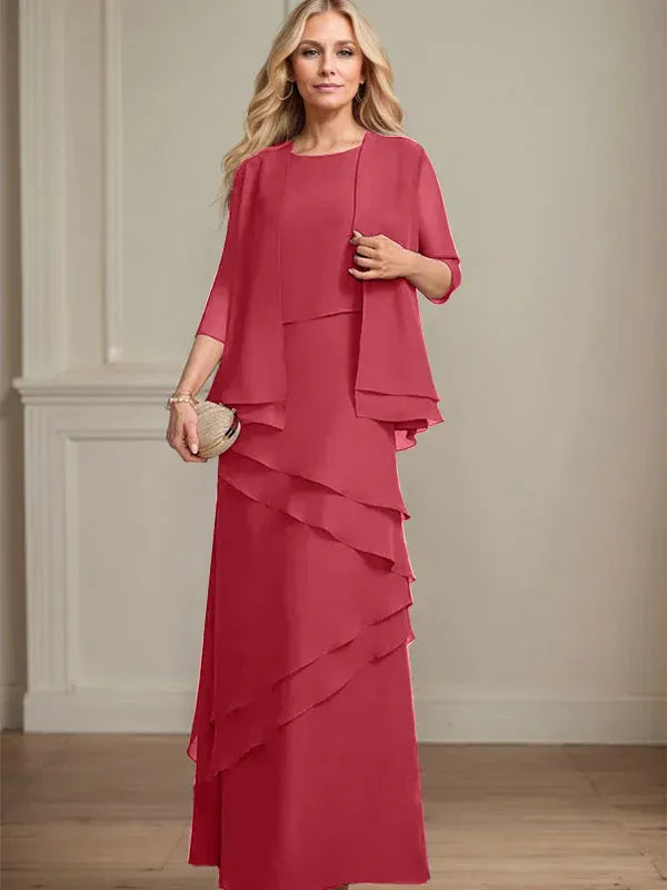Floor-Length Chiffon Mother of the Bride Dress with Sheath Scoop Design