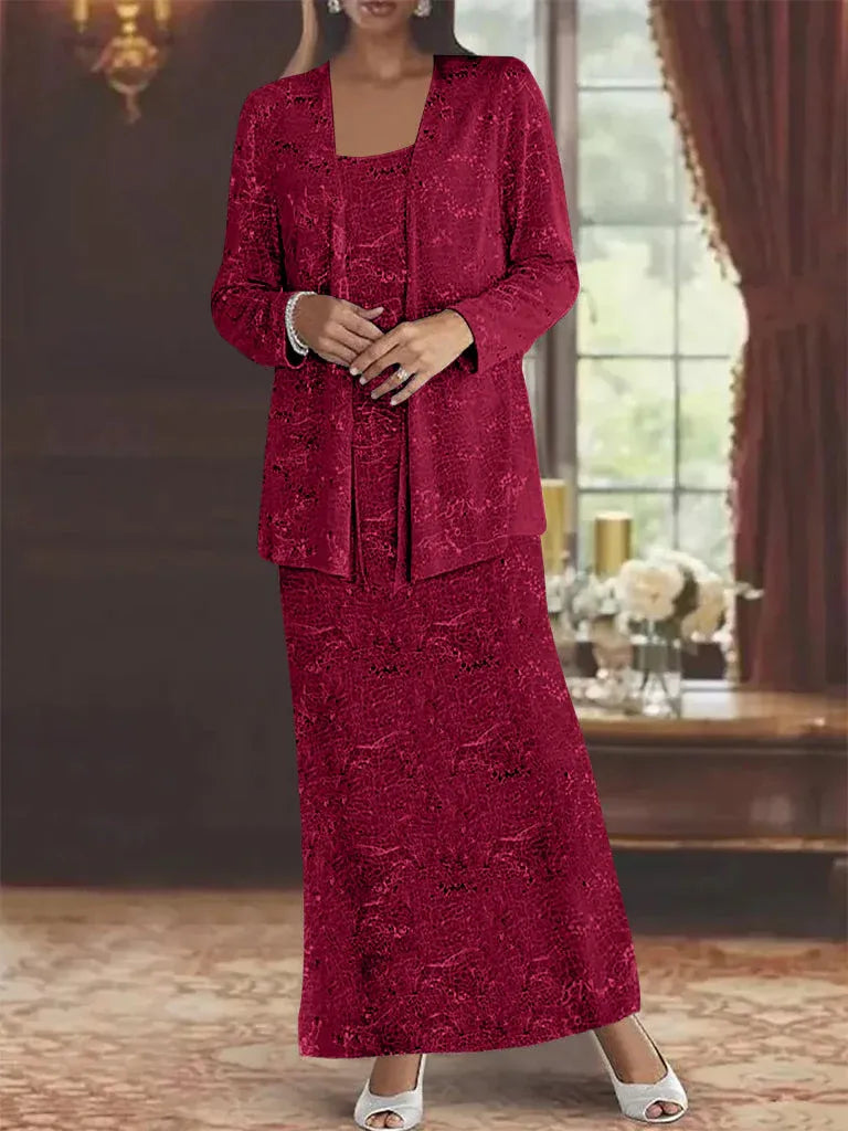 Chiffon Mother of the Bride Dress with Sequins and Matching Jacket