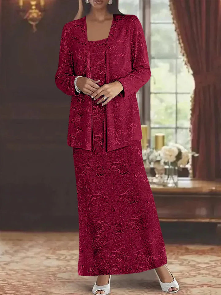 Chiffon Mother of the Bride Dress with Sequins and Matching Jacket