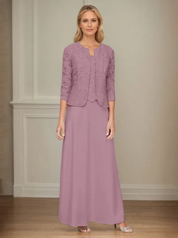 Glitter Lace and Satin Skirt Set with Open Jacket Dress
