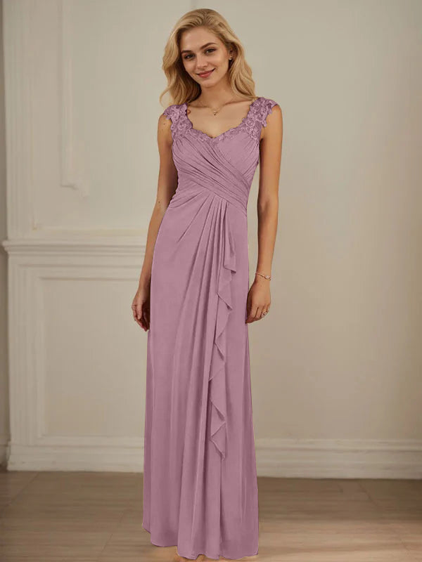 Champagne A-Line Dress with Sweetheart Neckline and Pleated Mesh Design