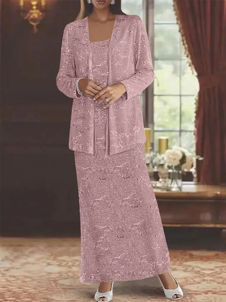 Chiffon Mother of the Bride Dress with Sequins and Matching Jacket