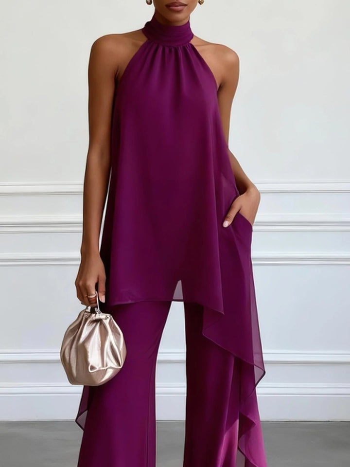 Imani | Two-Piece Halter Top and Pants Set