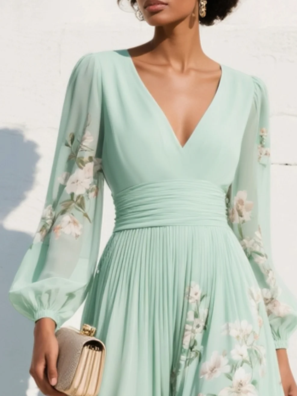 The Rosalind | Floral Chiffon Midi Dress