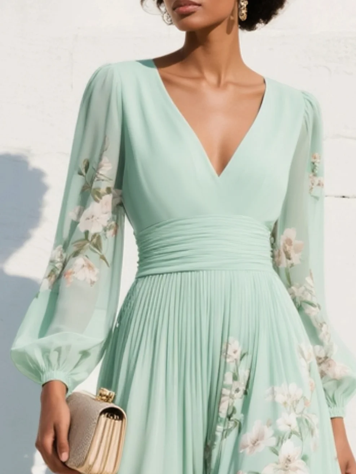 The Rosalind | Floral Chiffon Midi Dress