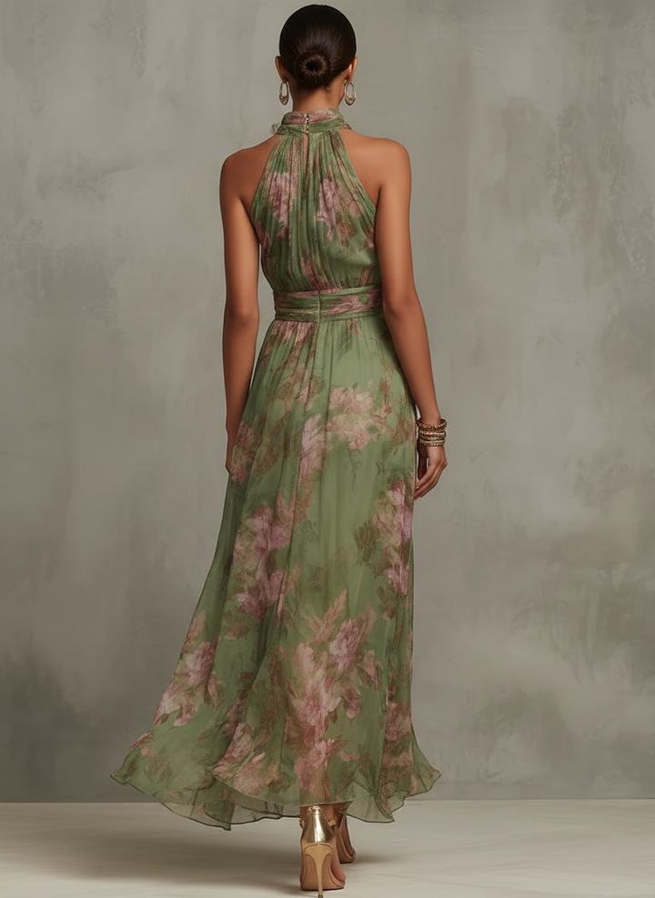 Grace | Floral Halter Neck Maxi Dress