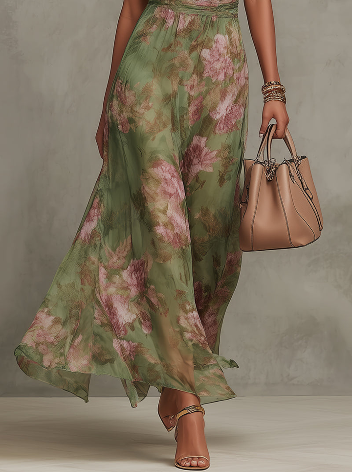 Grace | Floral Halter Neck Maxi Dress