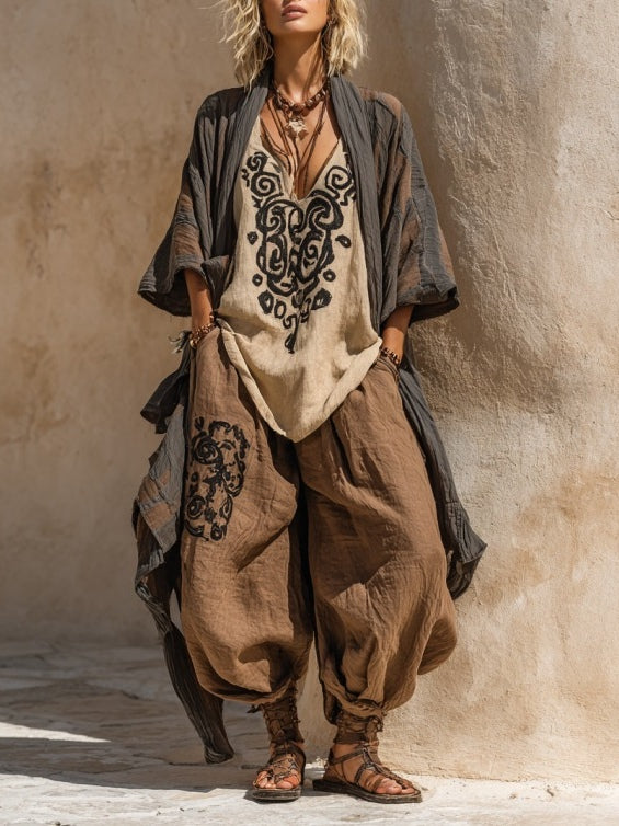 Maya | Three-Piece Bohemian Cotton-Linen Blend Set