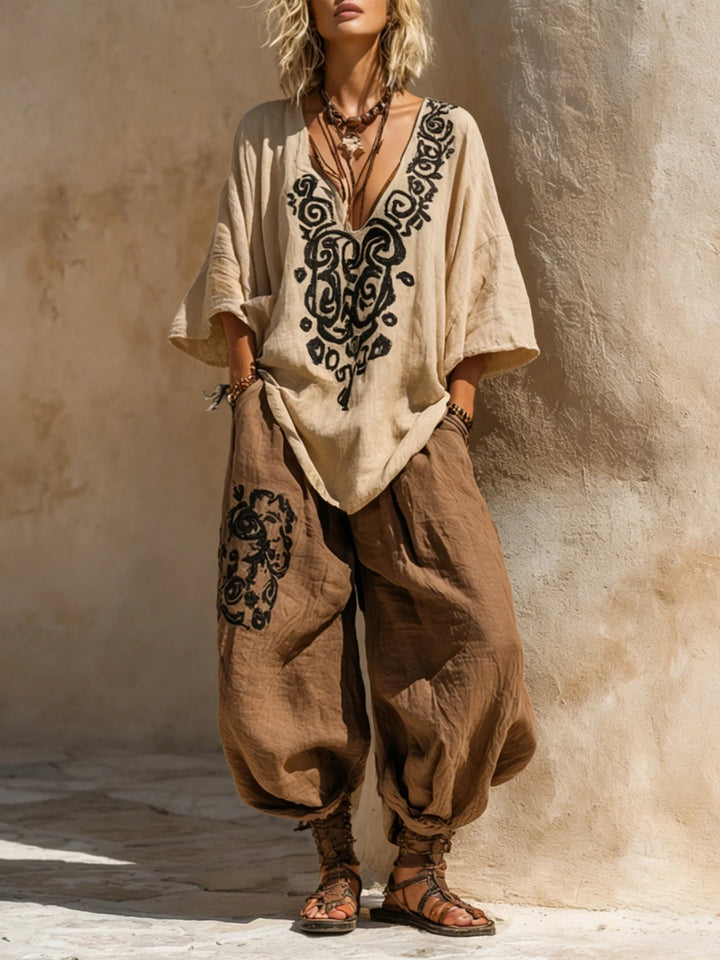 Maya | Three-Piece Bohemian Cotton-Linen Blend Set
