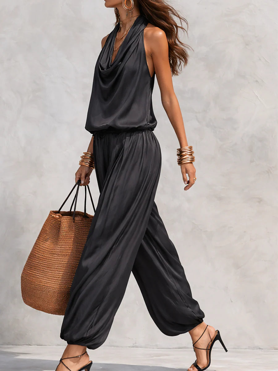 Maya | Halter Top with Wide Pleated Pants Set