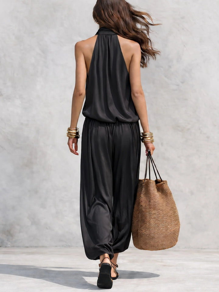 Maya | Halter Top & Wide Pleated Pants Coordinated Set
