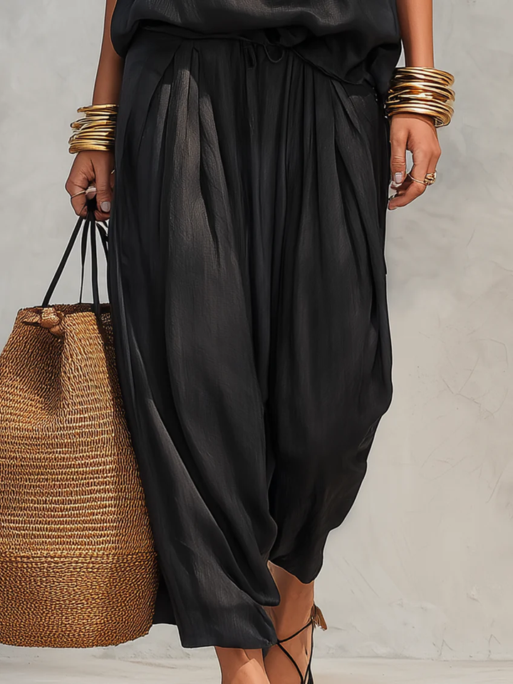 Maya | Halter Top & Wide Pleated Pants Coordinated Set