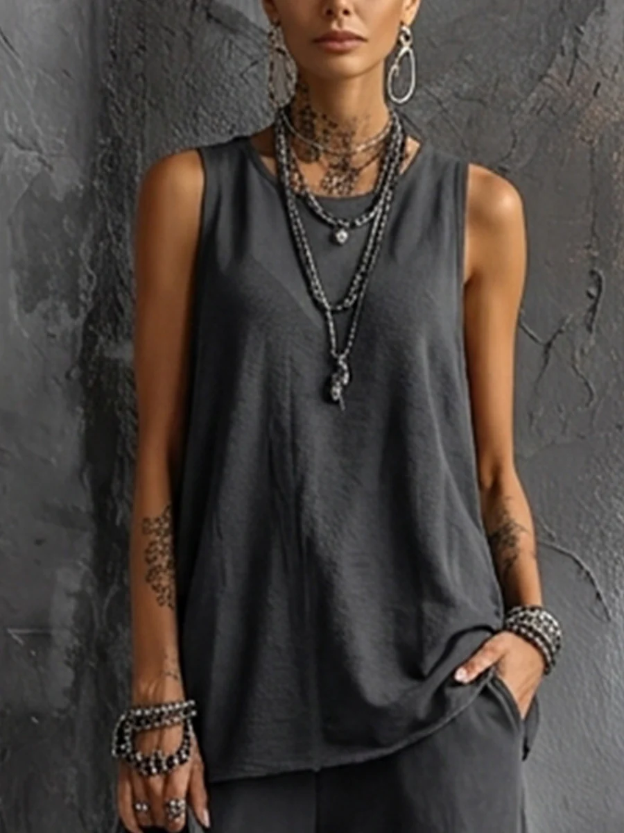Harper Sleeveless Vest & Cargo Jogger Pants Set – Rayon Blend