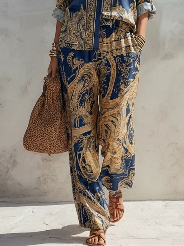 Imani Two-Piece Set with Baroque Navy Print